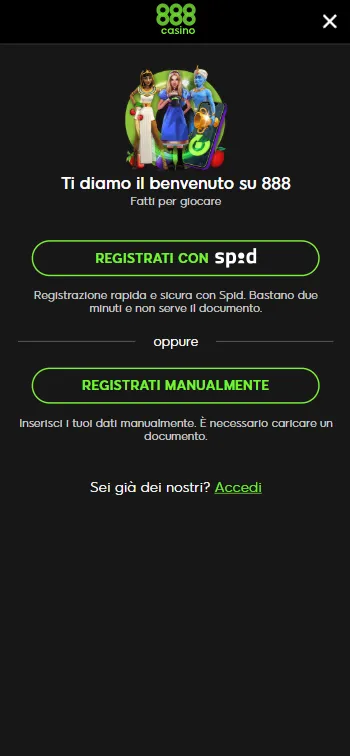 Clicca sul pulsante Registrati