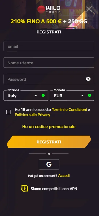 Completa la Registrazione