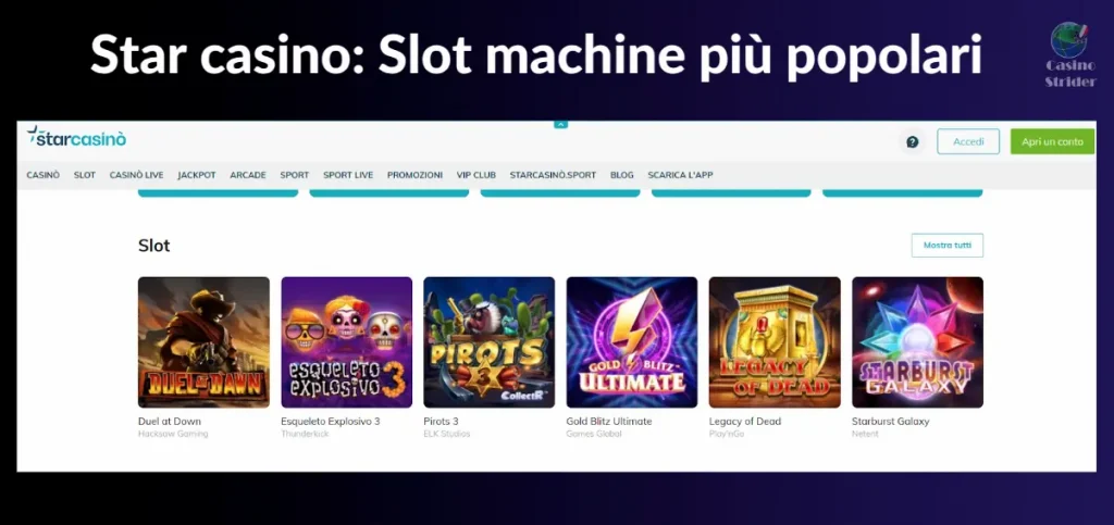 Star casino Slot machine più popolari
