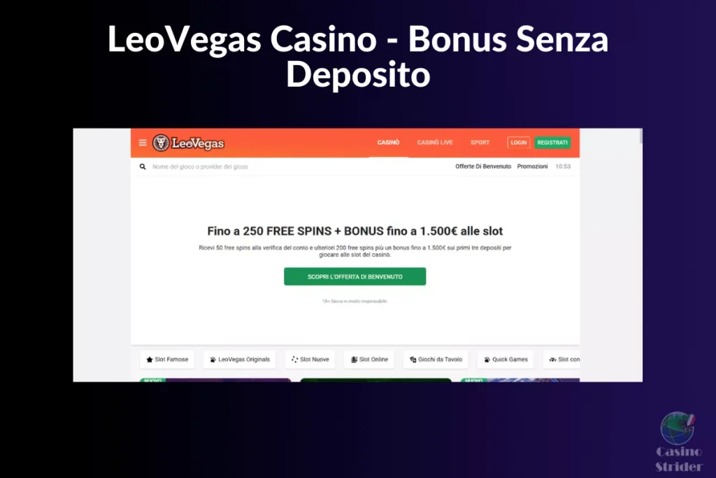 LeoVegas Casino - Bonus Senza Deposito