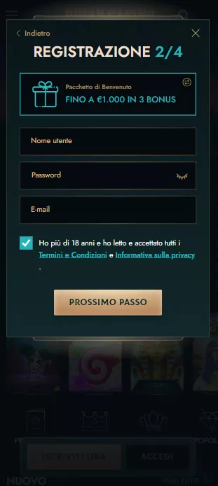 Registrarsi al casinò estero scelto