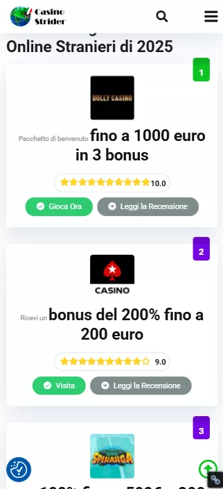 Scegliete i casinò dall'elenco raccomandato