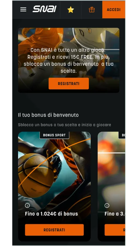 Clicca su “Registrati”