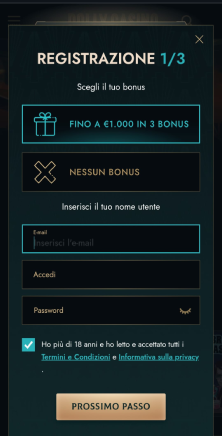 Clicca su registrazione e sceglila tua offerta
