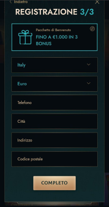 Completa la registrazione
