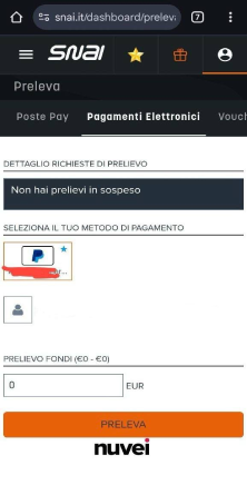 Indicate l'importo che desiderate prelevare dall'account