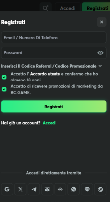 Inserisci i dati richiesti