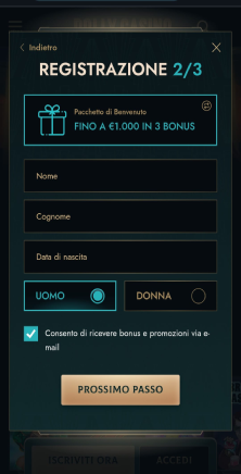 Inserisci i tuoi dati