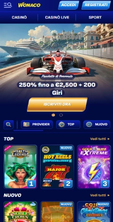 Pulsante Registrati sul sito casino