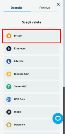 Scegli Bitcoin (BTC)