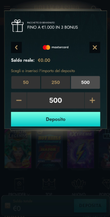 Scegliete la cifra da ricaricare