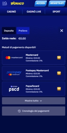 Scelta metodo di pagamento