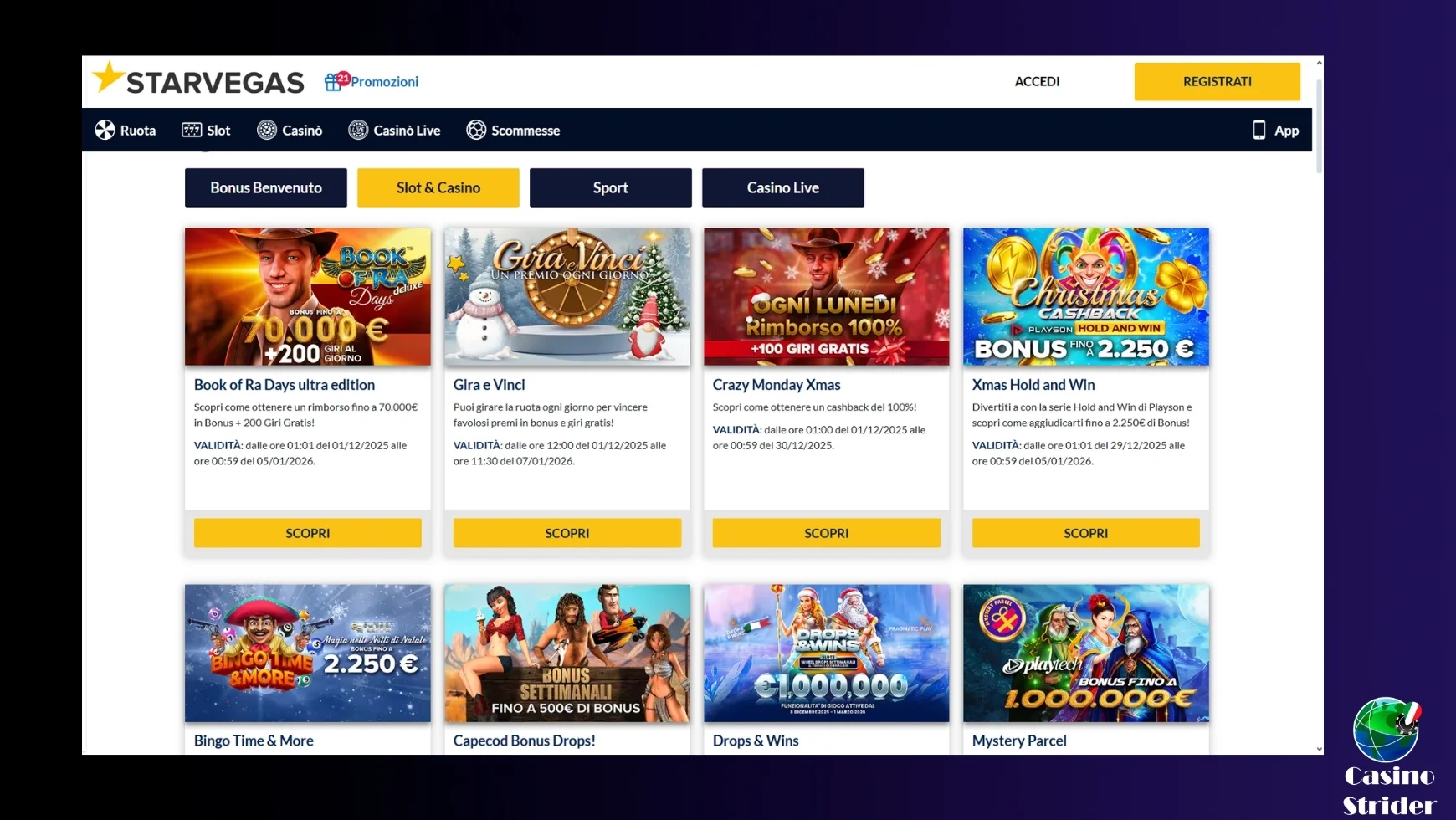Bonus e promozioni del Starvegas casino