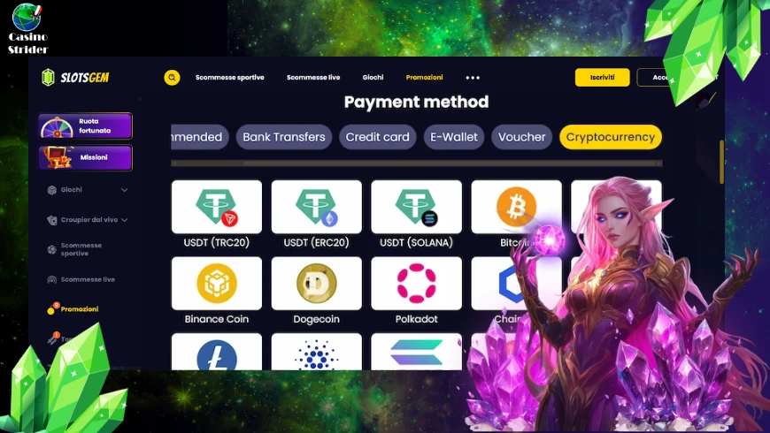 Depositi e prelievi su Slotsgem